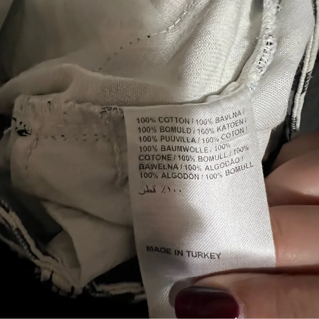 The Ragged Priest Black and White Wave Psychedelic Groovy Raw Hem Wide Leg Jeans - Image 11