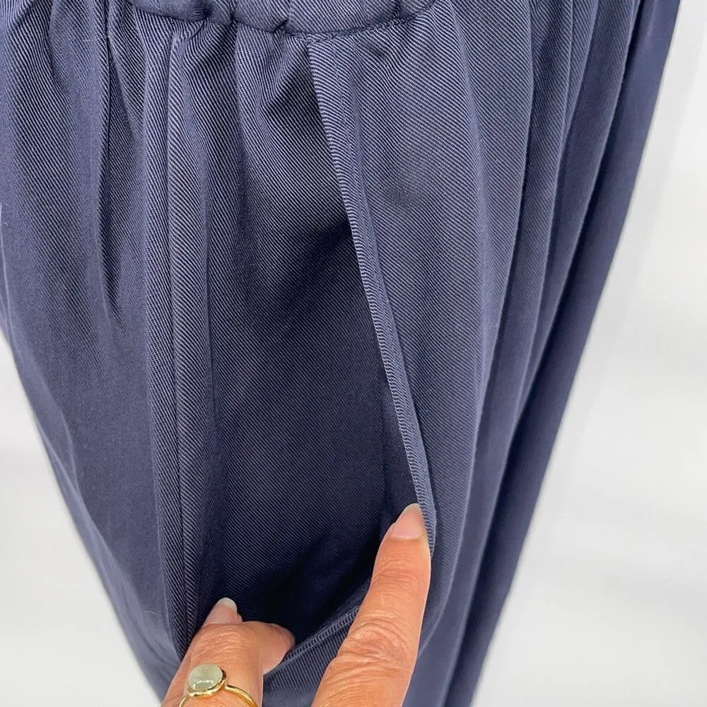 Katie Q Womens Wide Leg Jumpsuit Ruffle Sleeve Open Tie Back Navy Blue Size 4‎ - Image 5