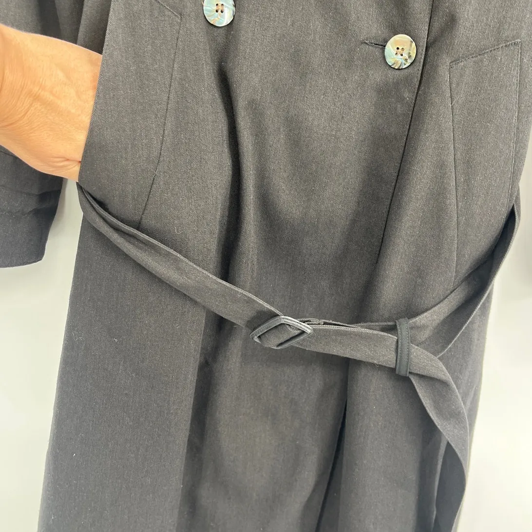 Vtg 90s Jones New York Wool Double Breasted Trench Womens Coat Sz M Preppy USA - Image 3