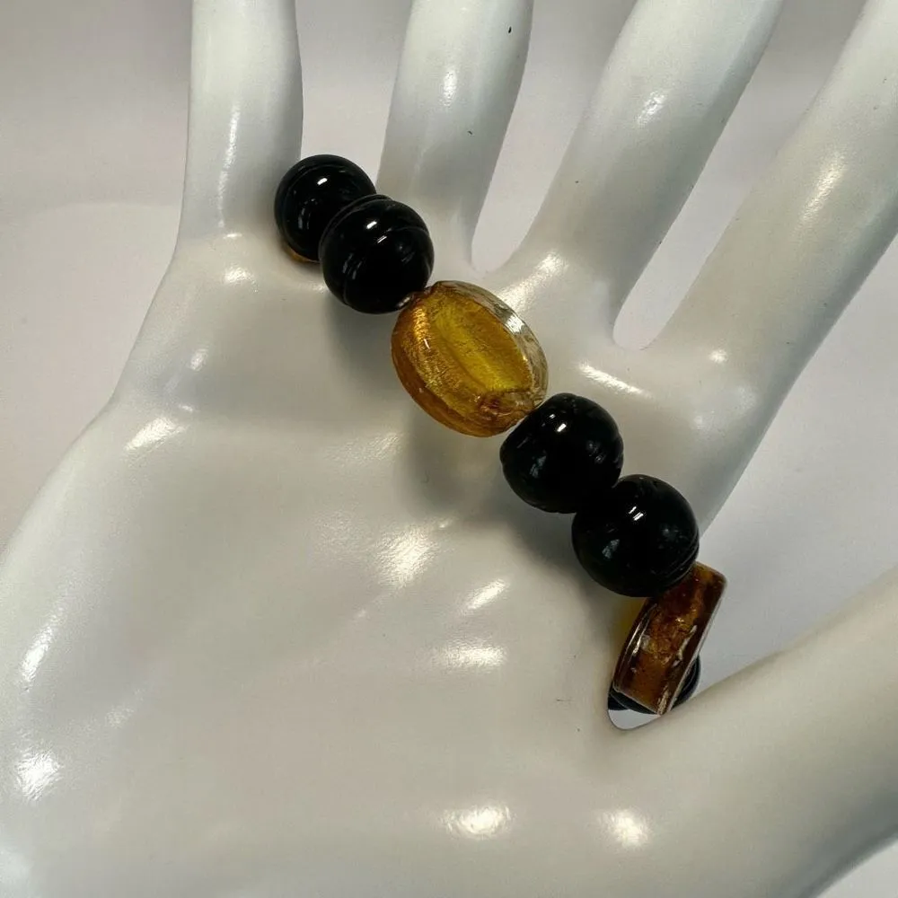 Black and yellow stretchy beaded bracelet Yellow - Image 5