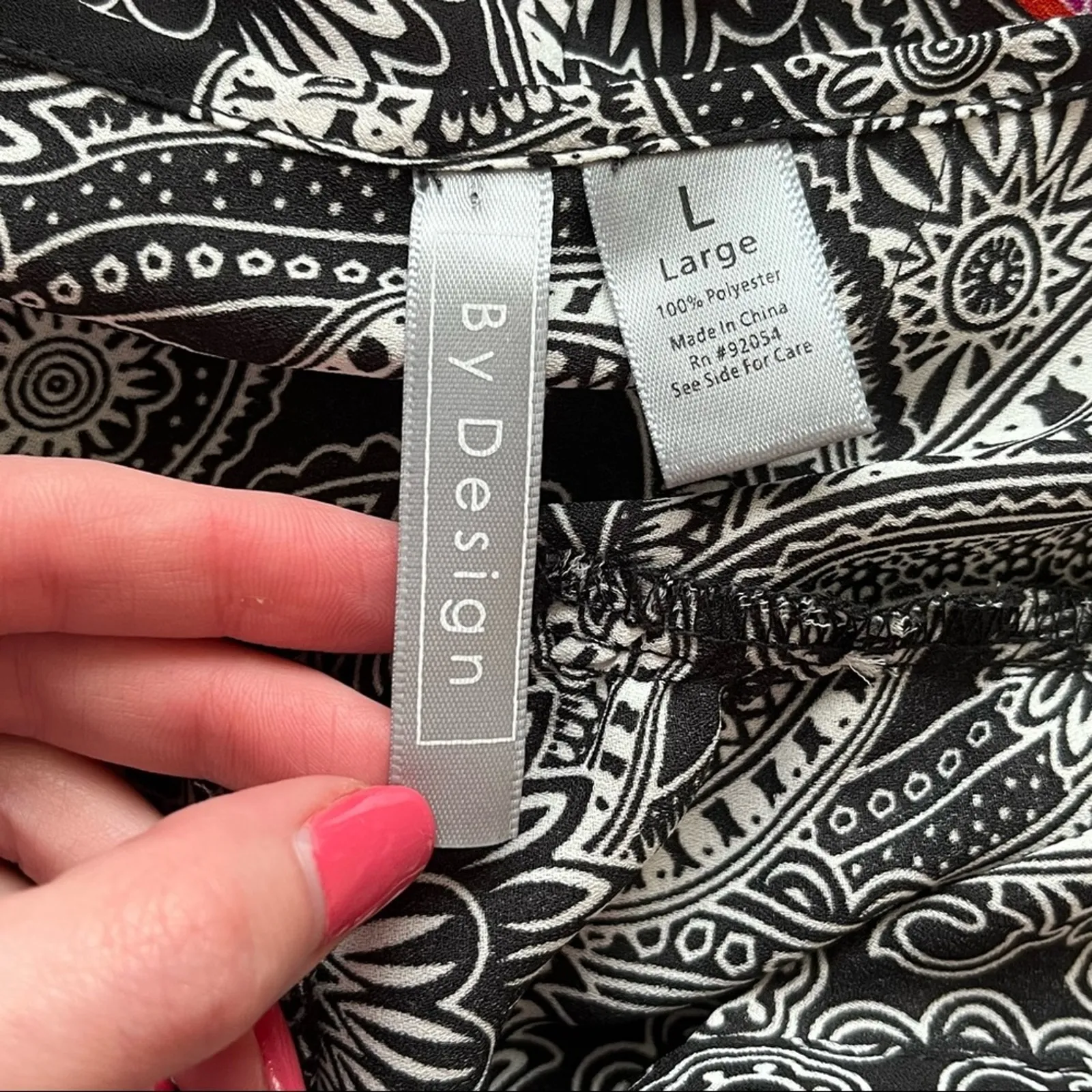 By Design Black & Pink Patterned Blouse Size L Blue Size L - Image 5