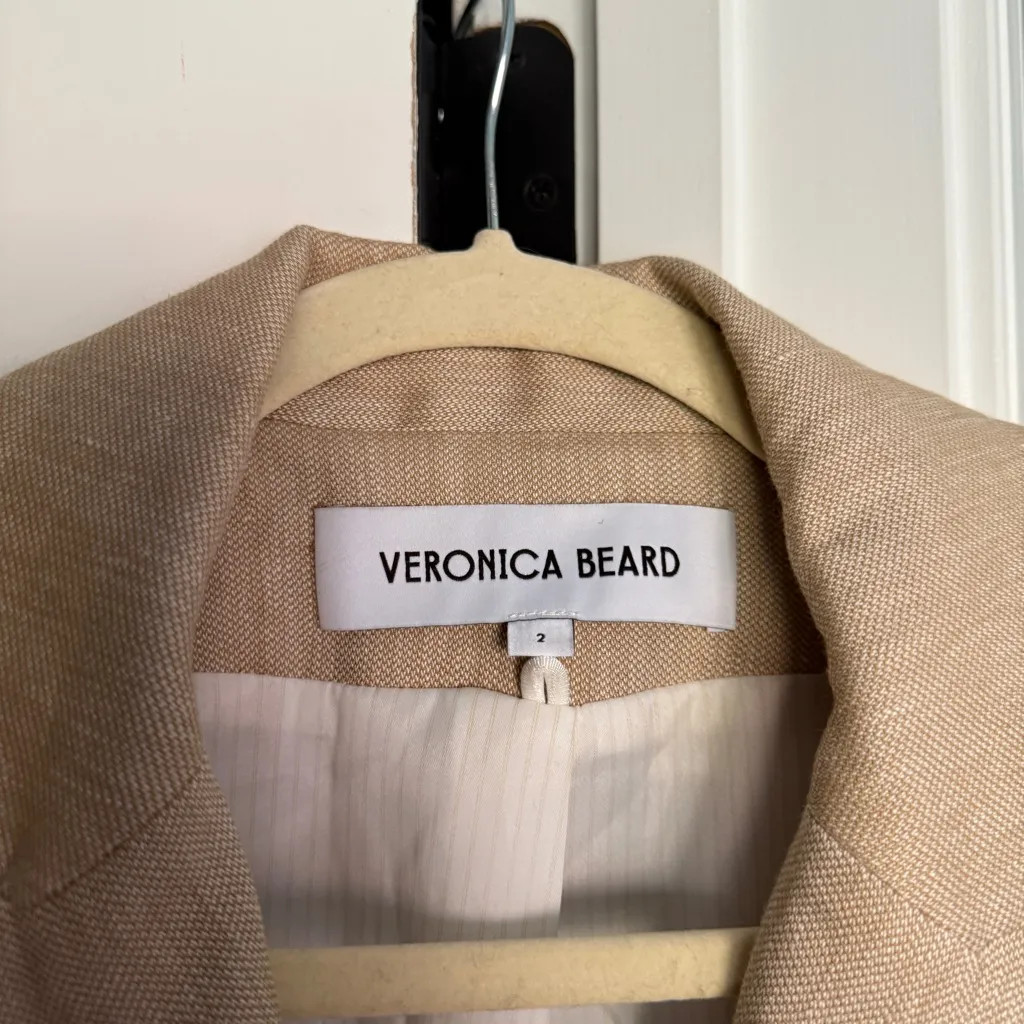 VERONICA BEARD Miller Linen Dickey Jacket Khaki Melange - Image 4