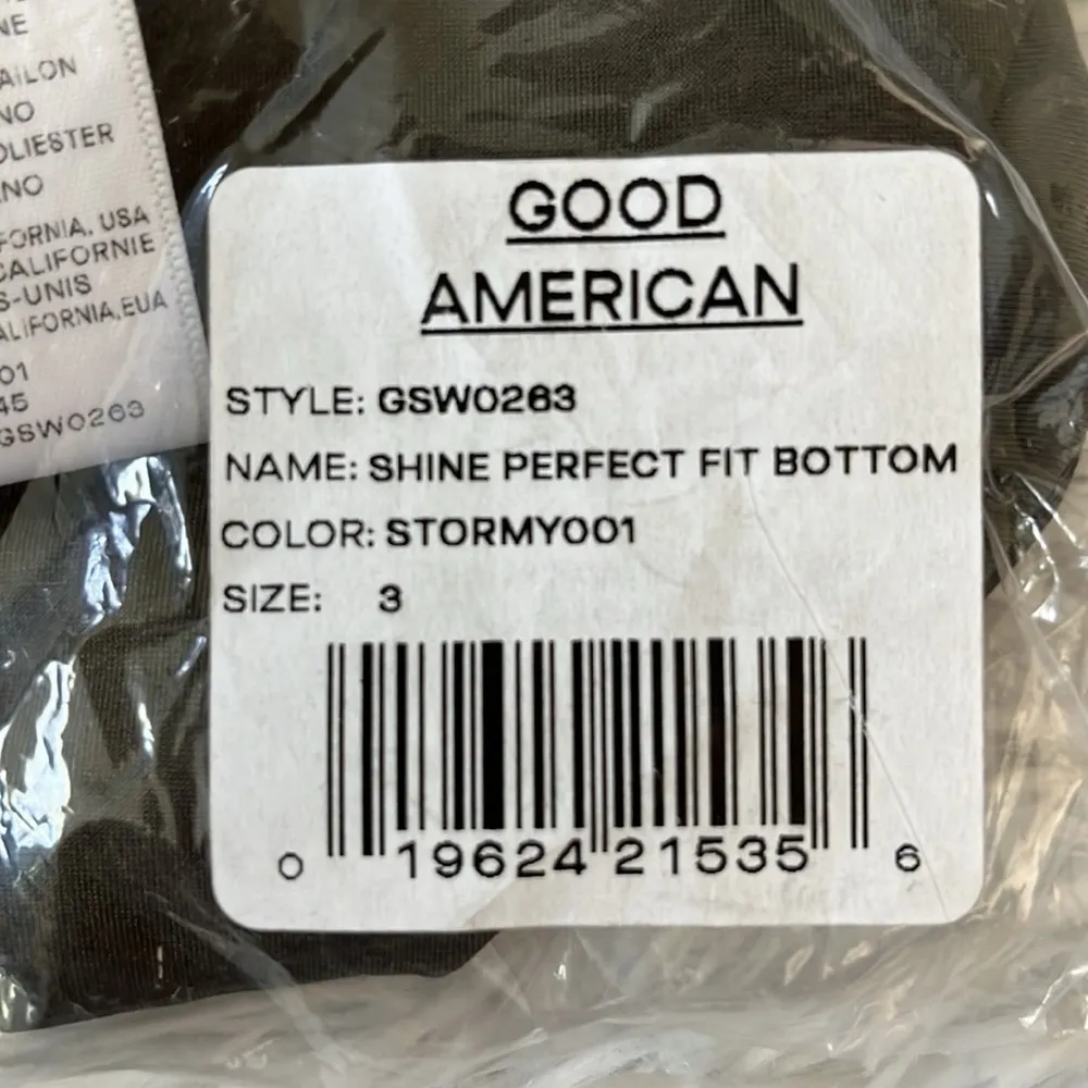 NEW Good American Women’s Shine perfect bikini bottom in Stormy001 size Large - Image 3