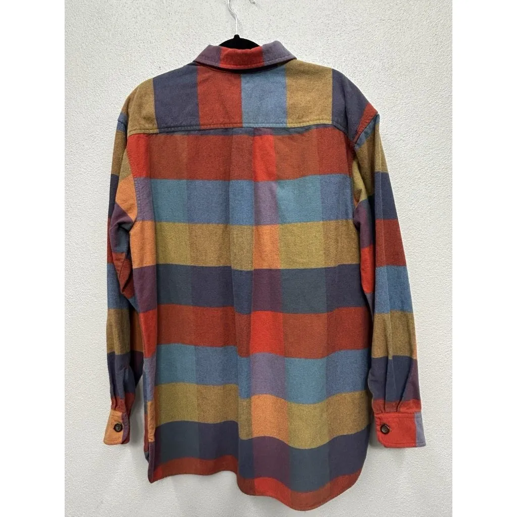 Vintage Eddie Bauer Women’s Flannel Medium ULTRALONG Stripe Colorblock 90s - Image 2