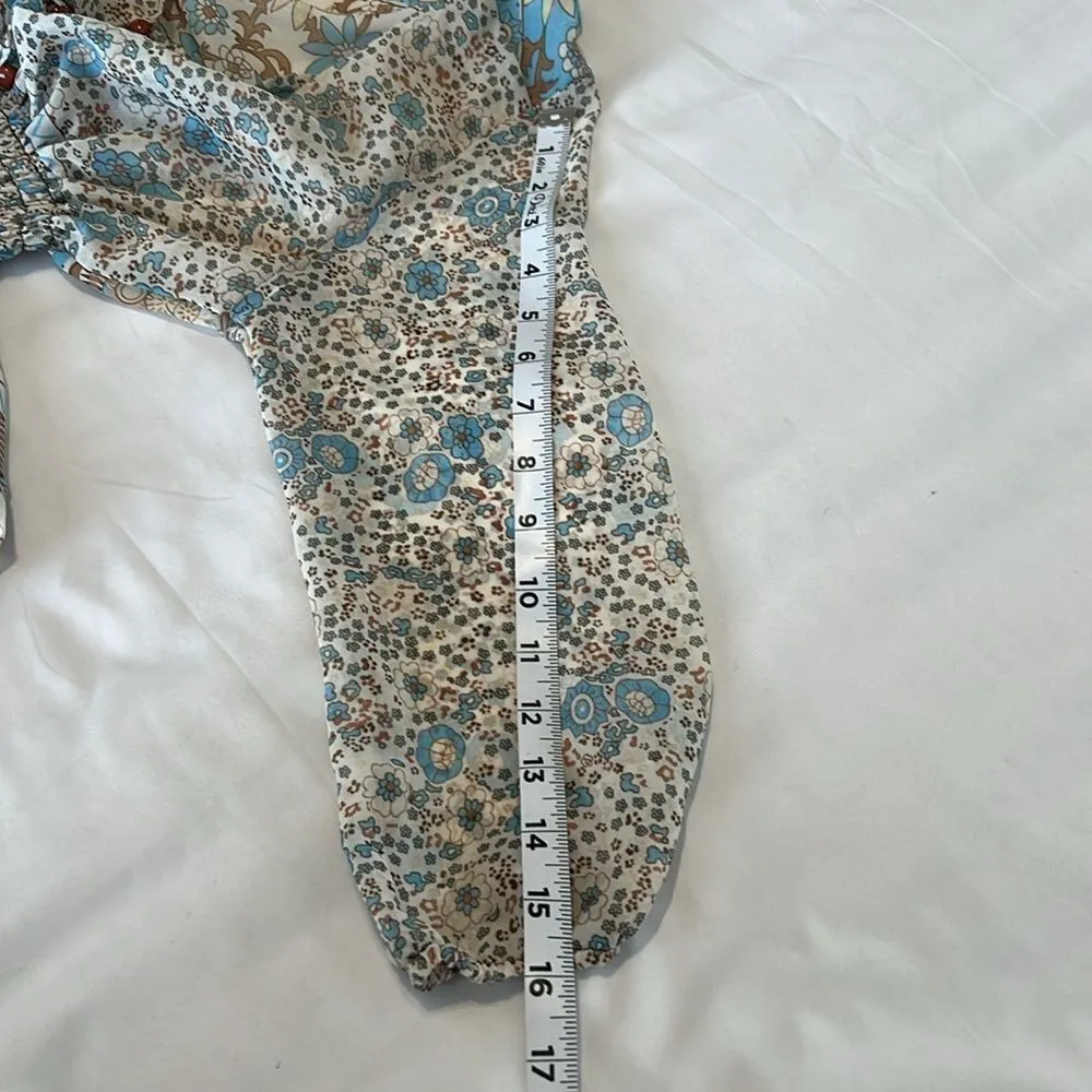 NWT R Vivimos szS sheer long sleeve button front floral print maxi dress coverup Brown - Image 9