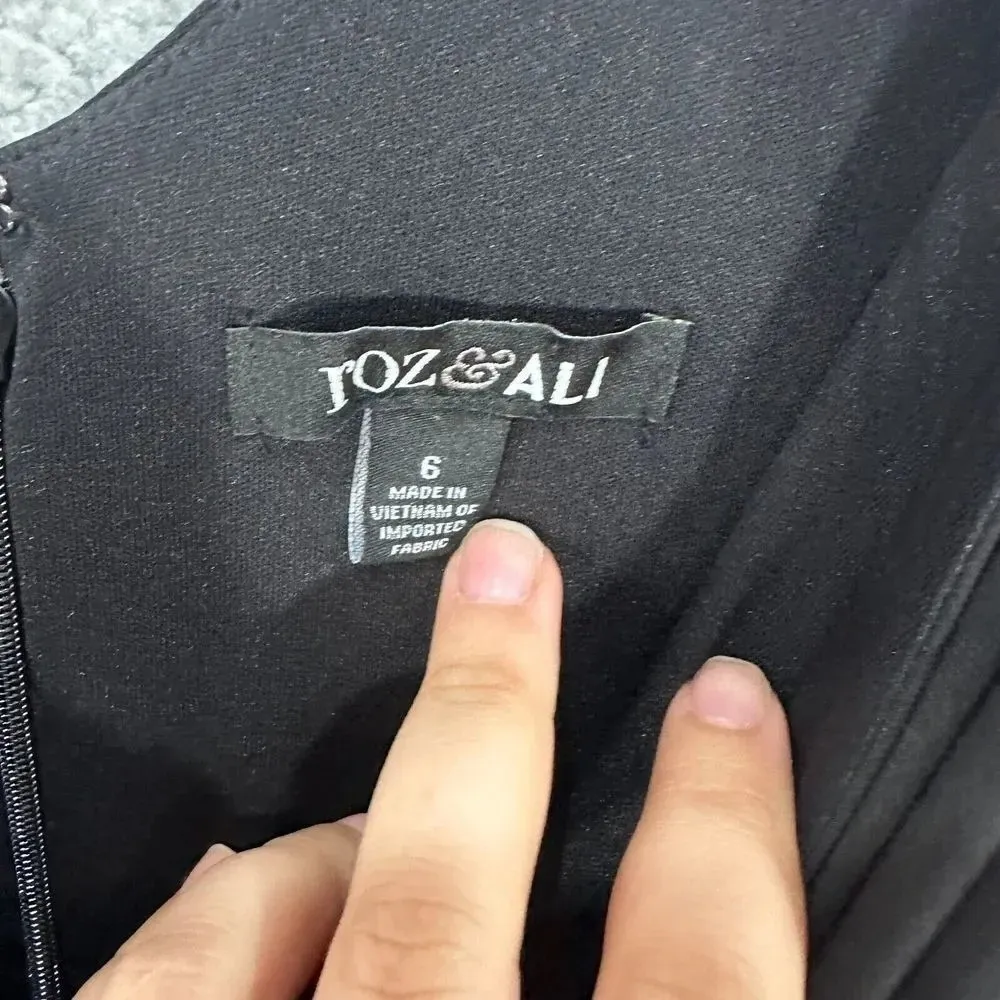 Roz & Ali Dress 6 Black White Floral‎ Lace Overlay Fit Flare Cocktail Party NWT - Image 5