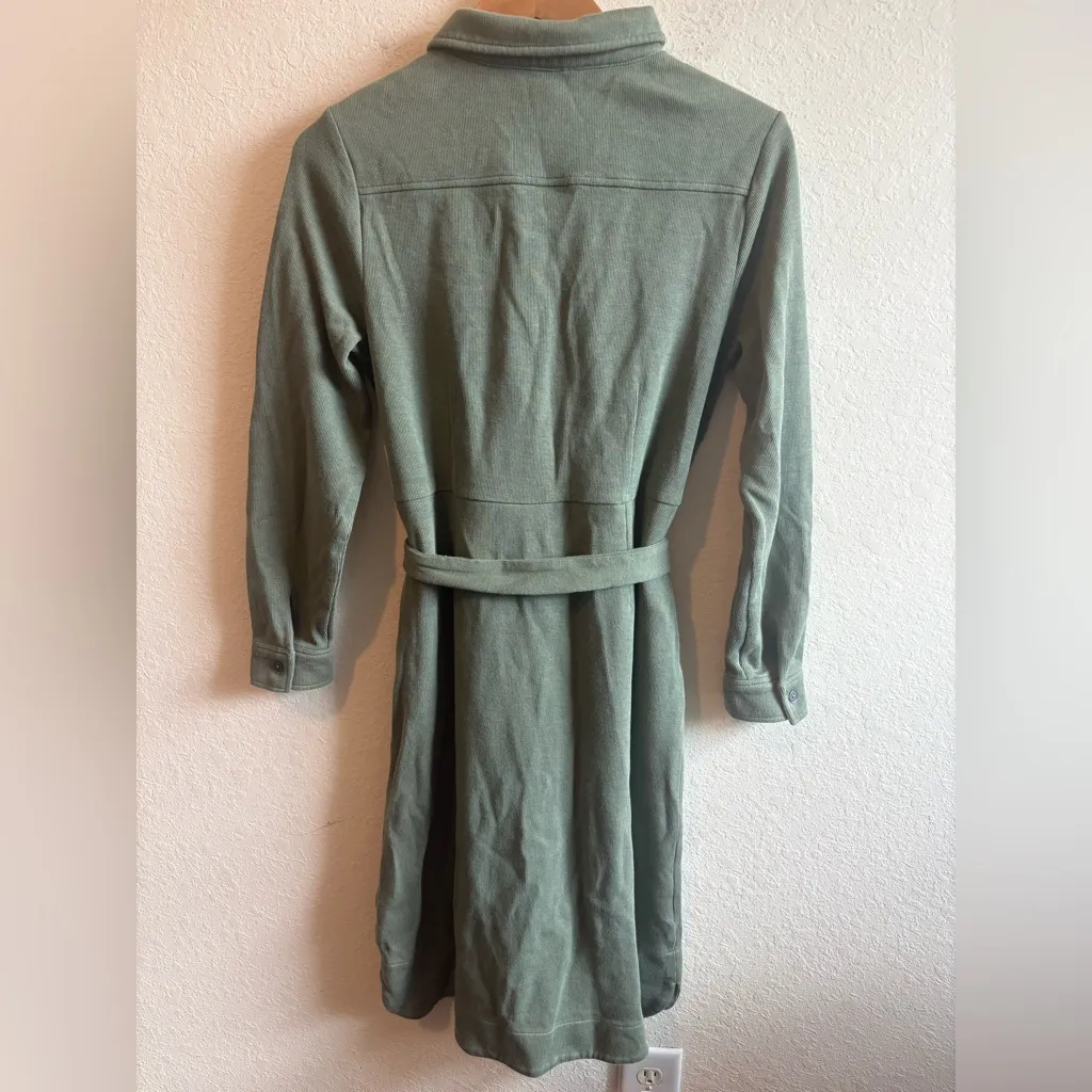 BODEN Ponte Midi Shirt Dress Alder Green Utility Belted US Size 10 - Image 5