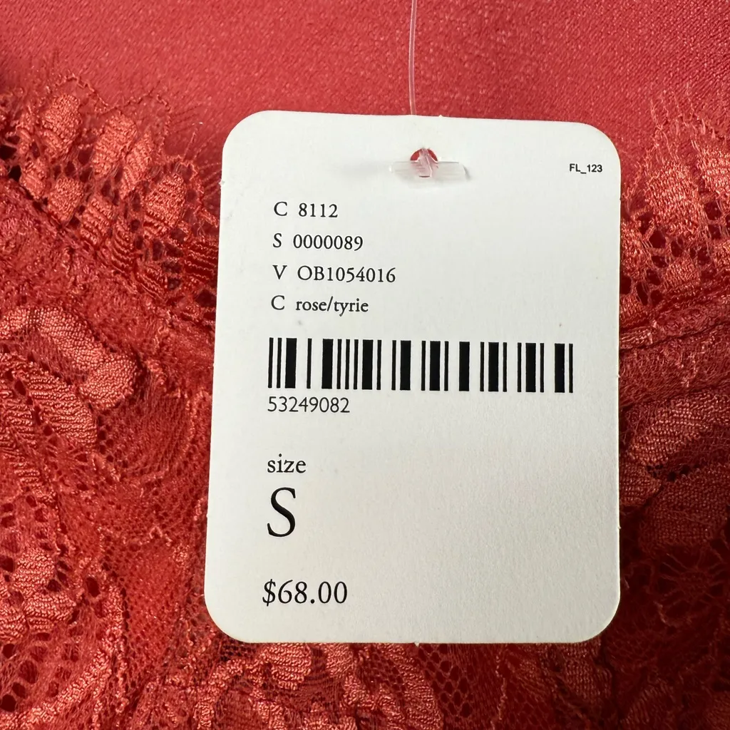 NWT Free People‎ Long Sleeve Lace Trim Blouse in Rose Size Small - Image 5