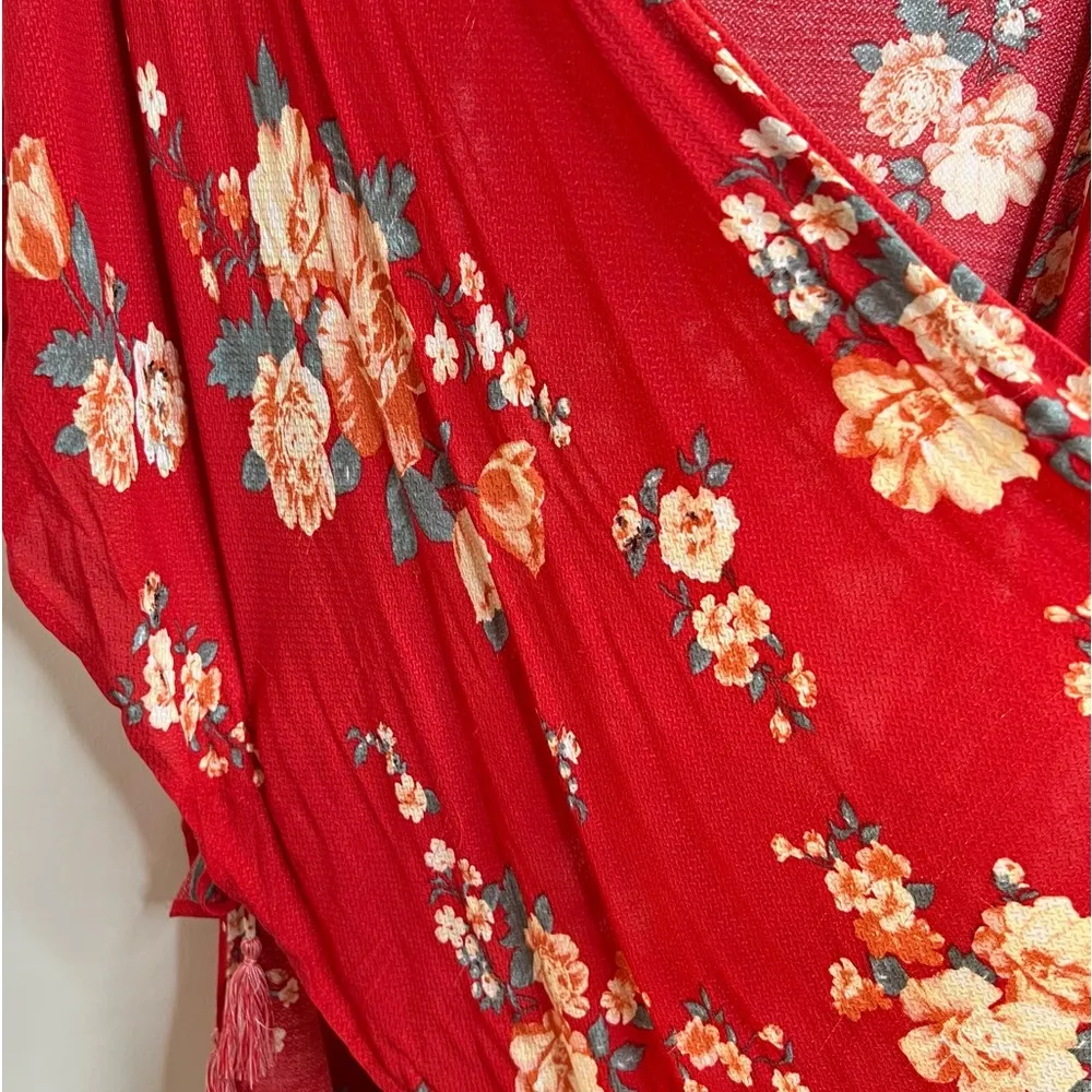 Xhilaration Kimono Robe Cover Up Floral Print Size Xl/XXL Rayon Boho Beachy - Image 6