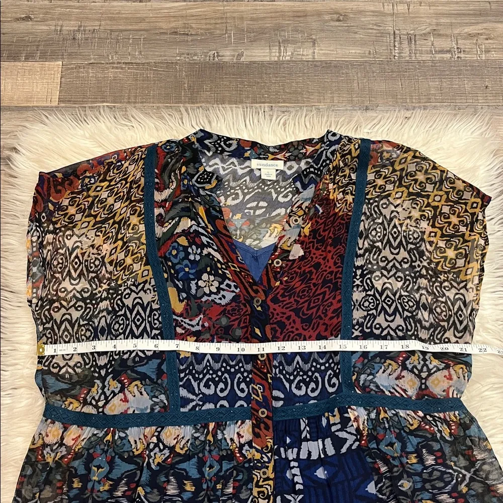 Sundance Trephina boho mixed print dress with solid slip underneath L - Image 5
