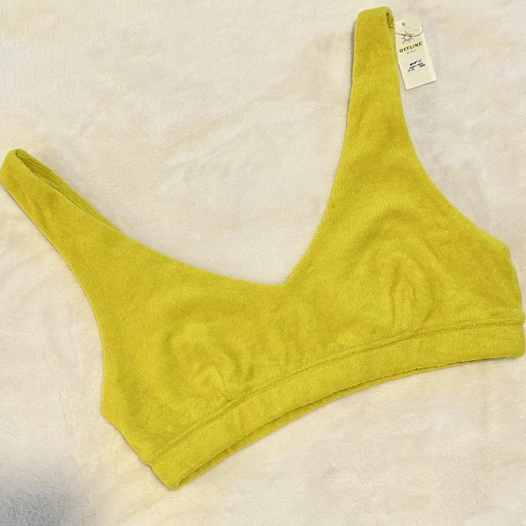 NWT Offline by Aerie Yellow Summer Light Terry Sports Bra - Size: Small - Image 2
