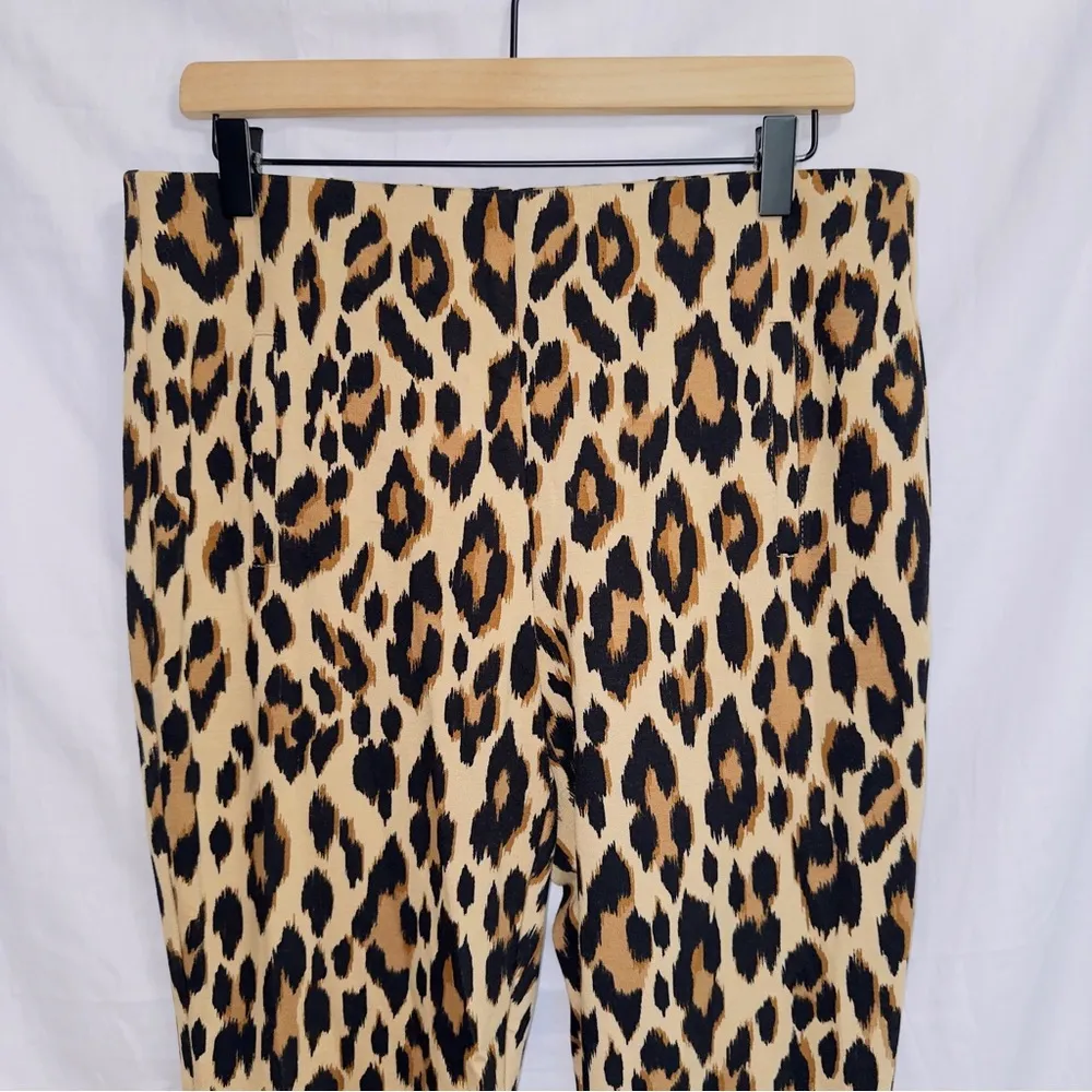 Women's Chico's Brown Black Leopard Print High Rise Ankle Length Pull On Pants - Image 2
