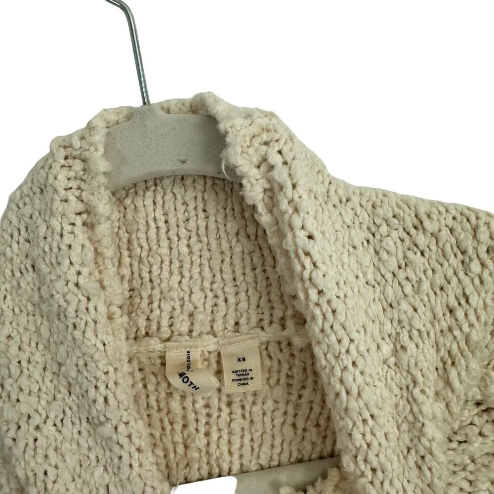 Moth Anthropologie Juliette Cream Turtleneck Chunky Knit Sweater Womens XS - Image 4