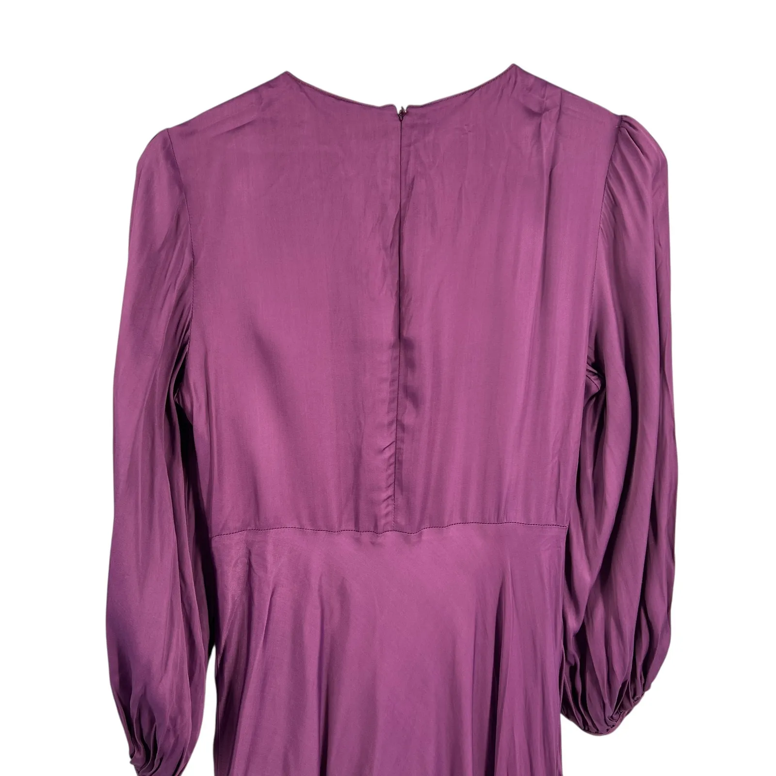 Farm Rio Purple Dress Balloon Sleeve Piping Cutout Mid Calf Size Small New - Image 5