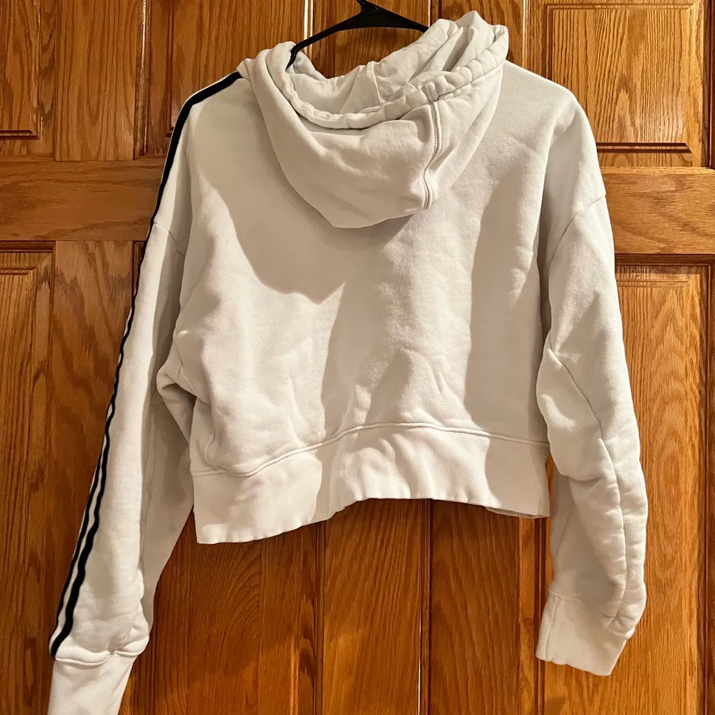 Adidas - Originals - Cropped White Hoodie with Black Logo - Image 4