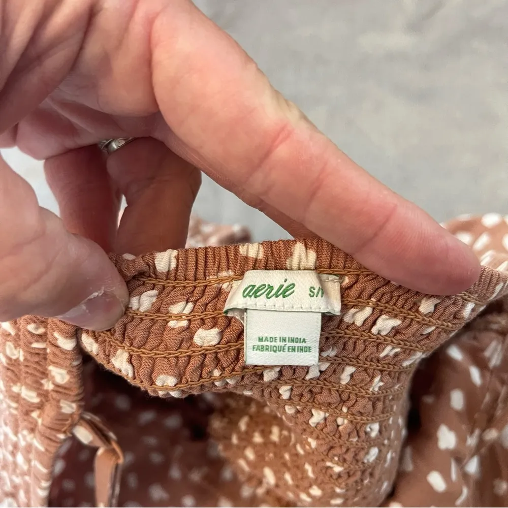 Aerie Brown and White Patterned Dress - Image 4