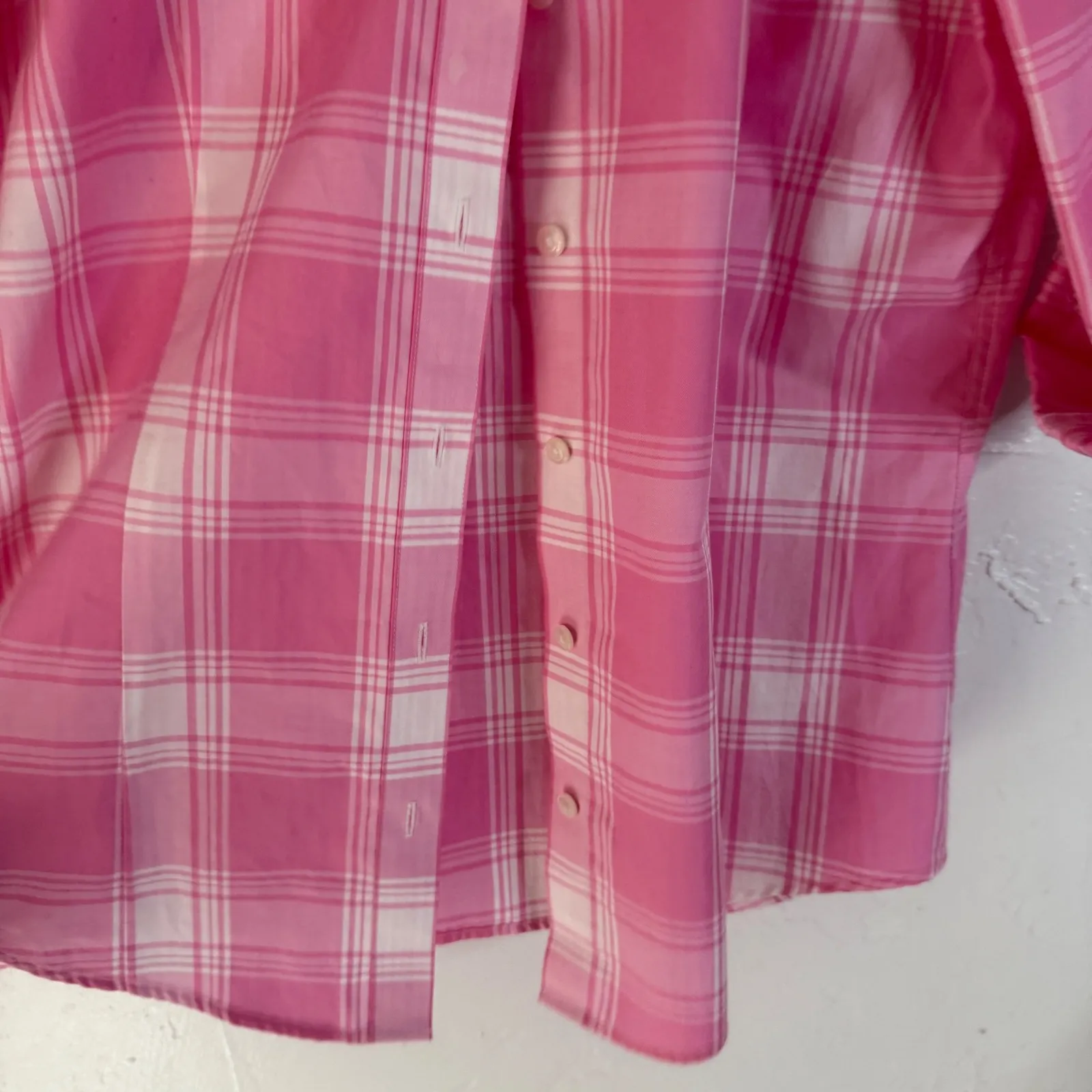 Brooks Brothers "346" Pink White Plaid Button Down Shirt Women's Size 6‎ Preppy - Image 4
