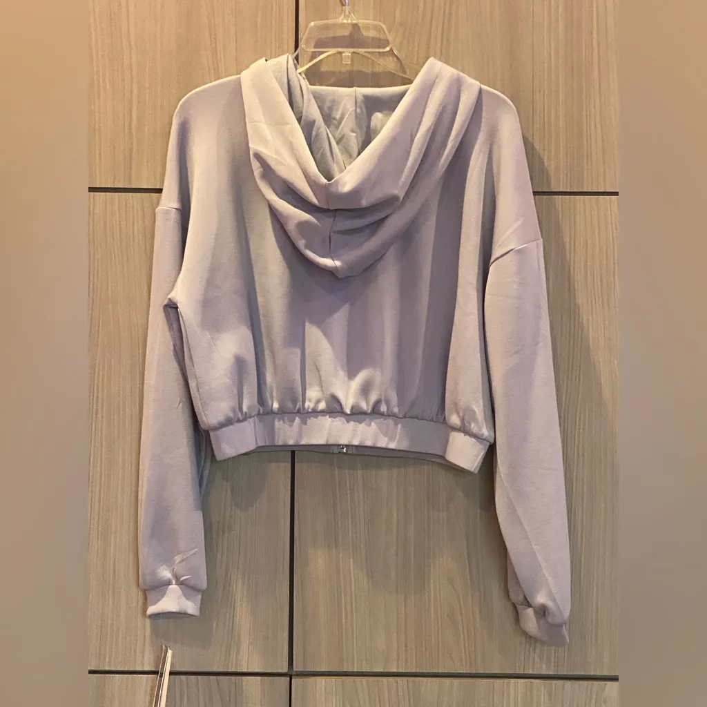Tinseltown Cropped Hoodie Zip Front Hooded Sweatshirt Jacket Activewear Large - Image 4