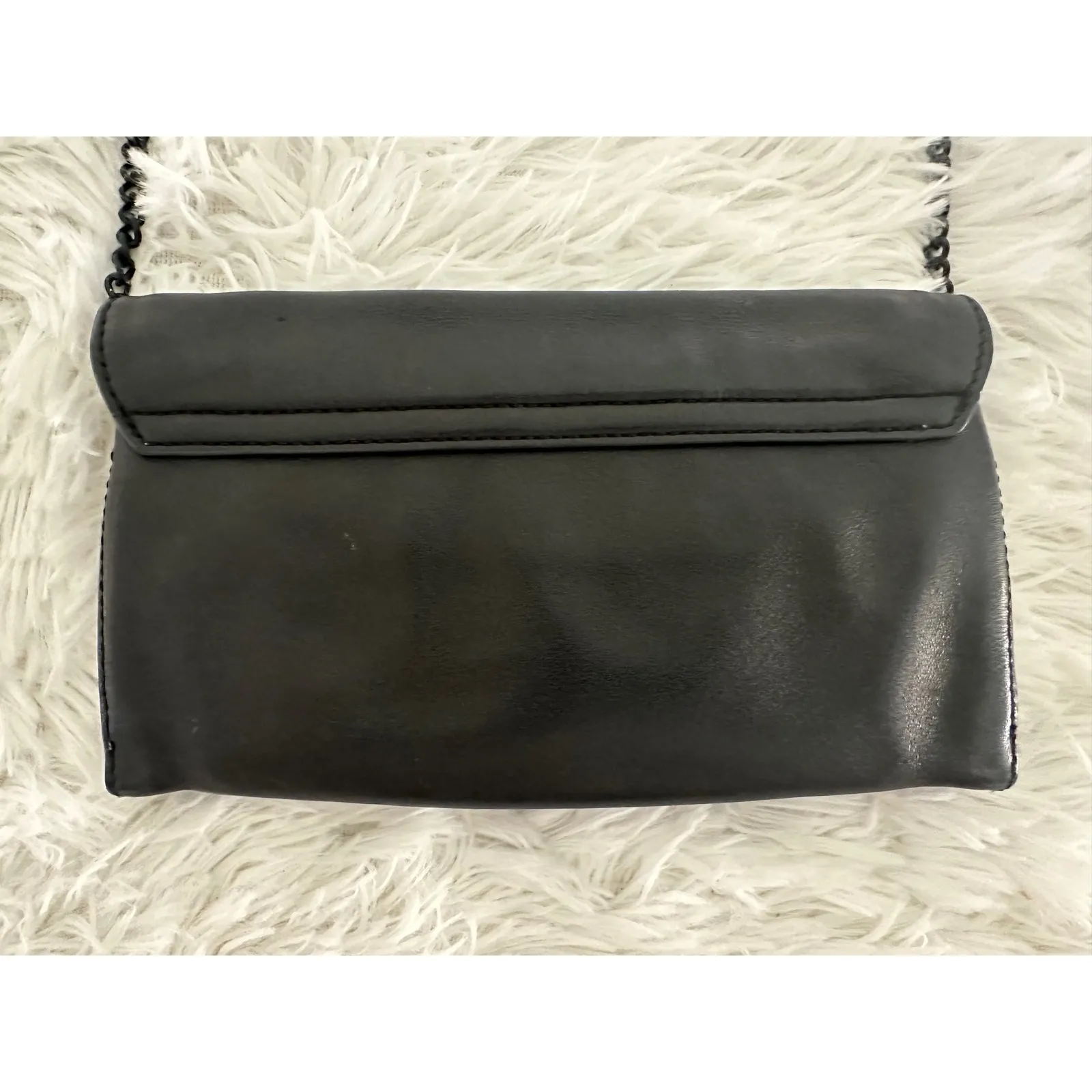 Loeffler Randall  Tab Black Leather Clutch Bag - Image 8