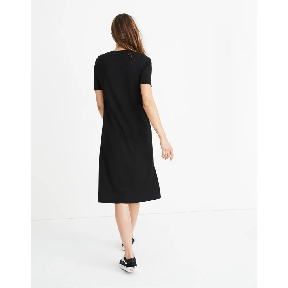 Madewell Ribbed Pocket Tee Midi Dress in True Black - Image 3