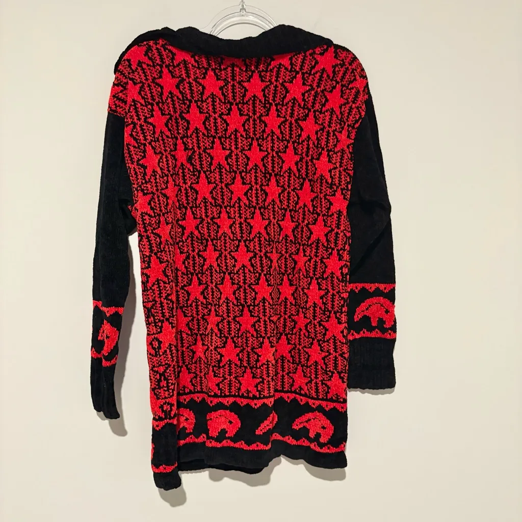 Vivi of Santa Fe Vintage Knit Star print southwestern button sweater black red M Size M - Image 2