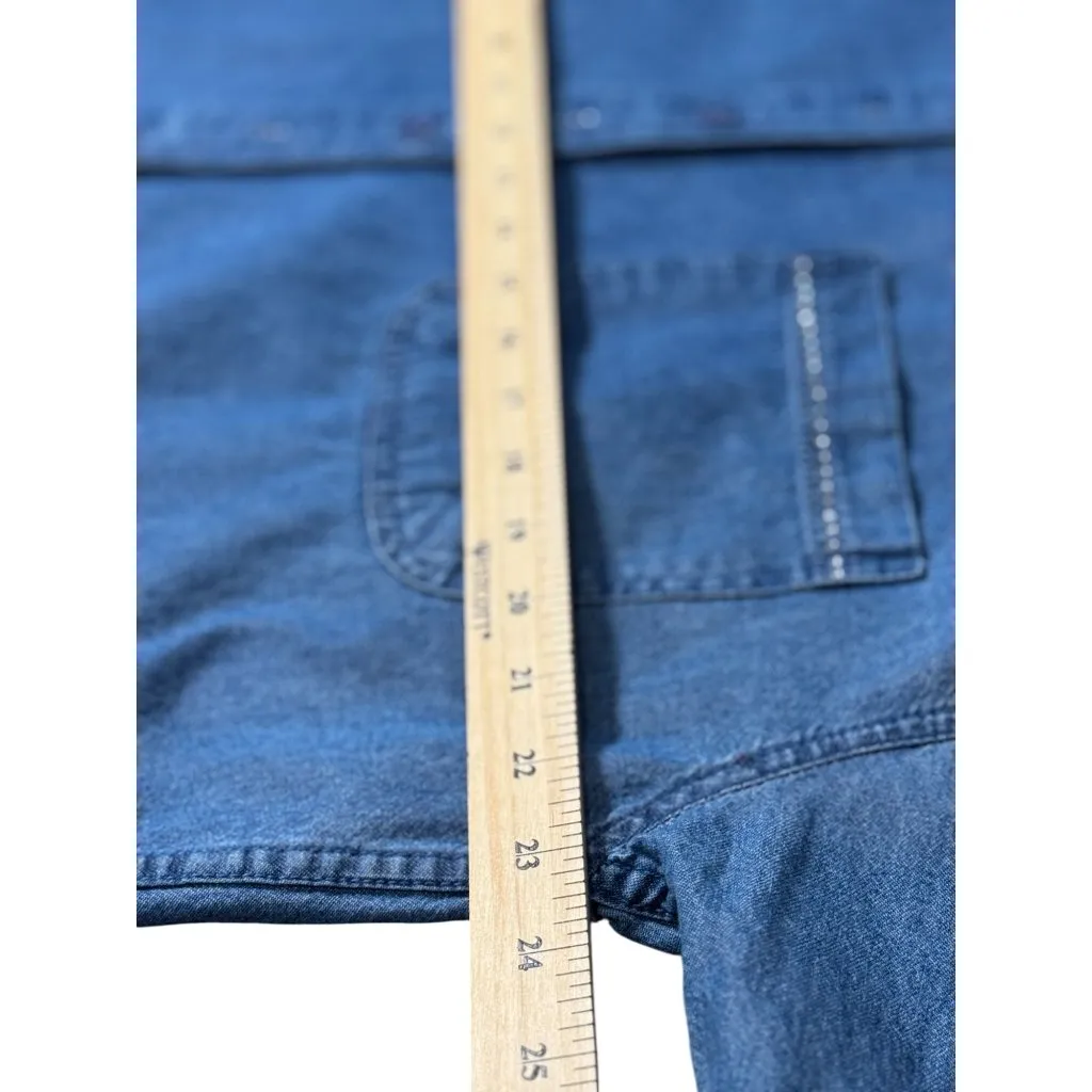 Vintage 80s Grand Ole Opry L/XL Blue Denim Button Down Shirt Rhinestone Studs - Image 7