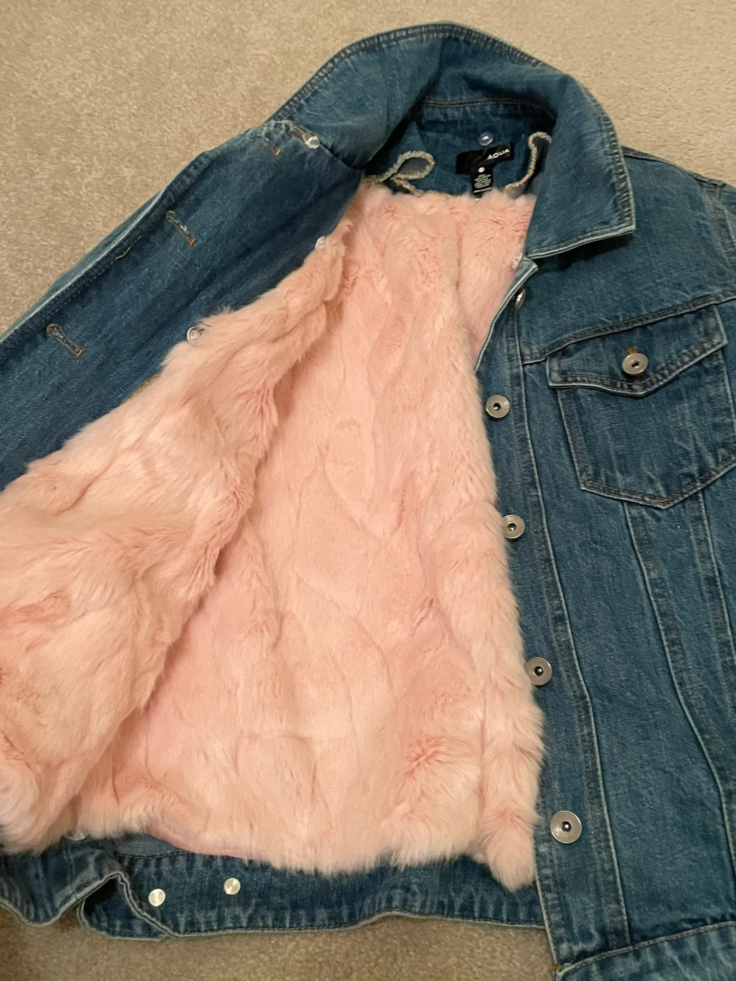 Bloomingdales Aqua Pink Lined Jean Jacket  - Image 3