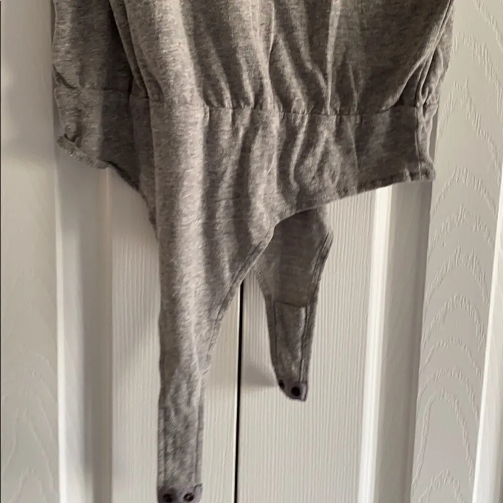 Dance & Marvel Grey Patch Ruffle Sleeve Bodysuit with Distressed Holes - Image 6