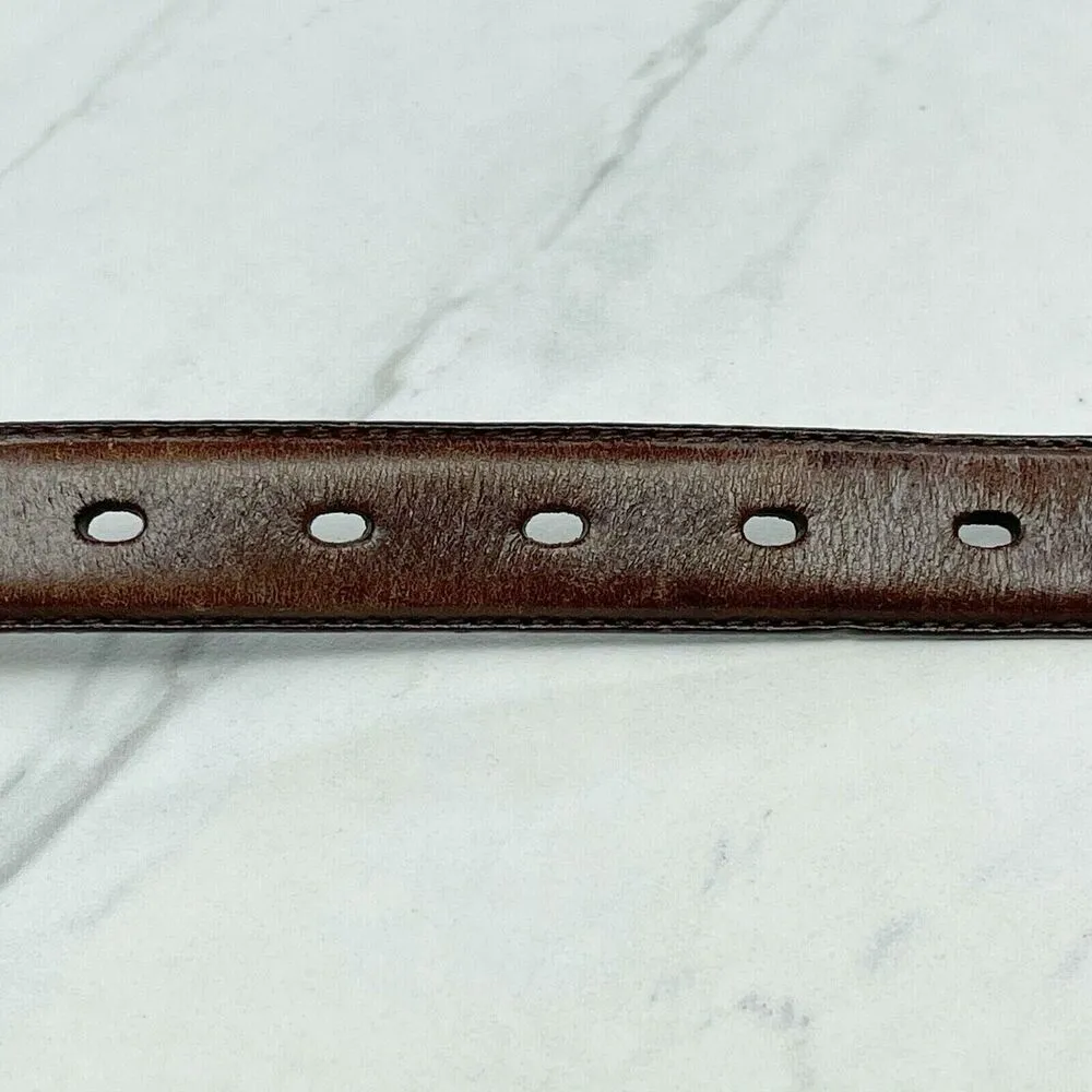 Vintage Fossil Womens Brown Genuine Leather Belt Silver Buckle ✨ - Image 4