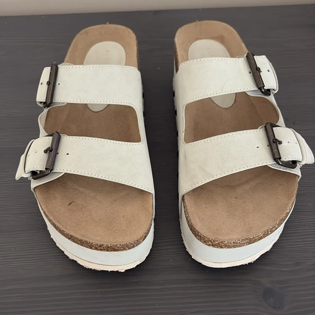 ALTAR’D STATE Serenna Platform Sandals Faux Suede Slip On Double Strap Size 8 - Image 7