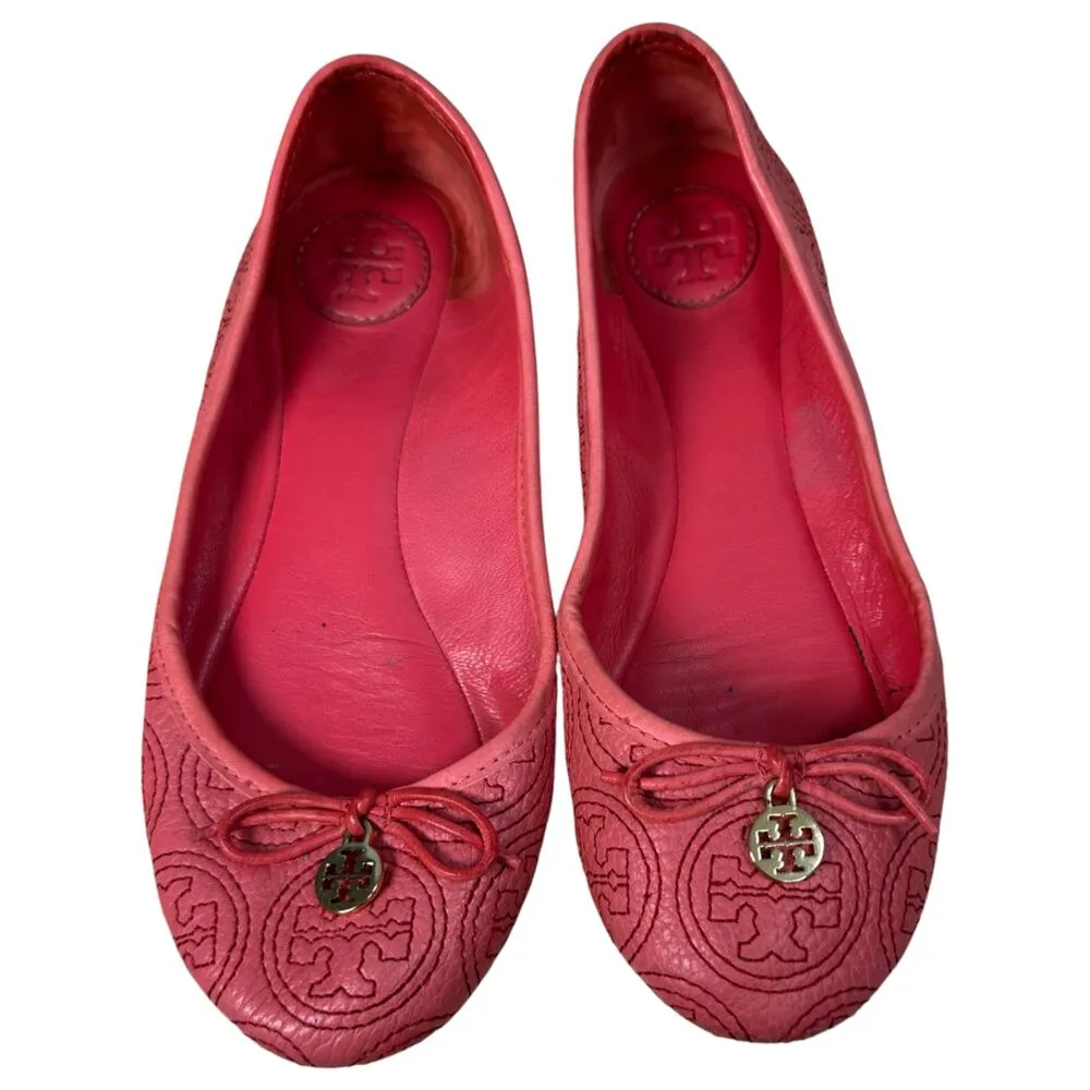 Tory Burch Chelsea Stitched Logo Rose Petal Flats Women's Size 6 - Image 3