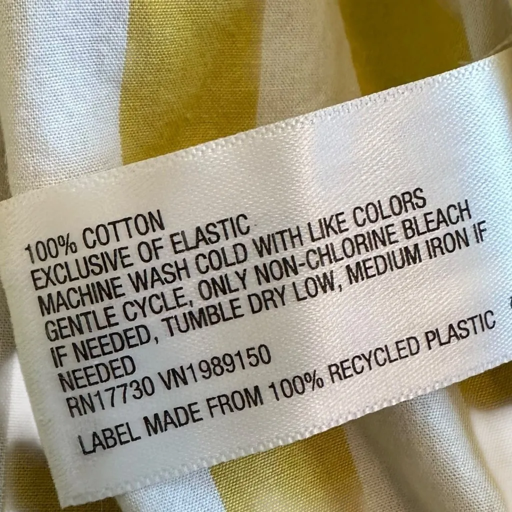 A New Day Yellow White Striped Maxi Dress Sundress Strapless Cotton Size Medium - Image 8