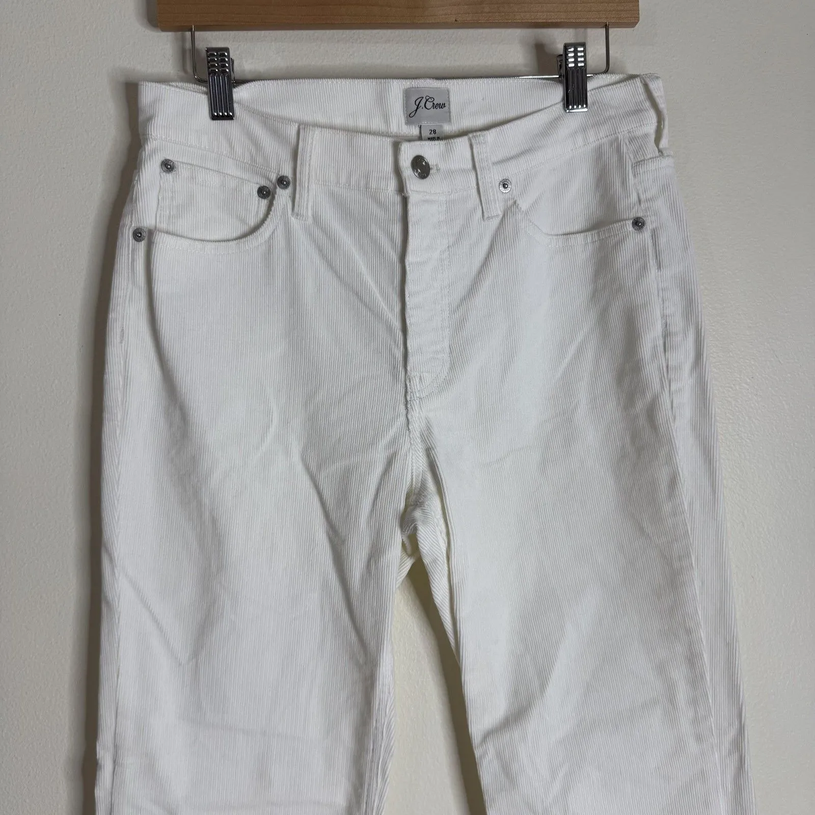 J.Crew Pants Womens 28 White Corduroy Straight Leg Mid Rise 5 Pocket Jeans - Image 2