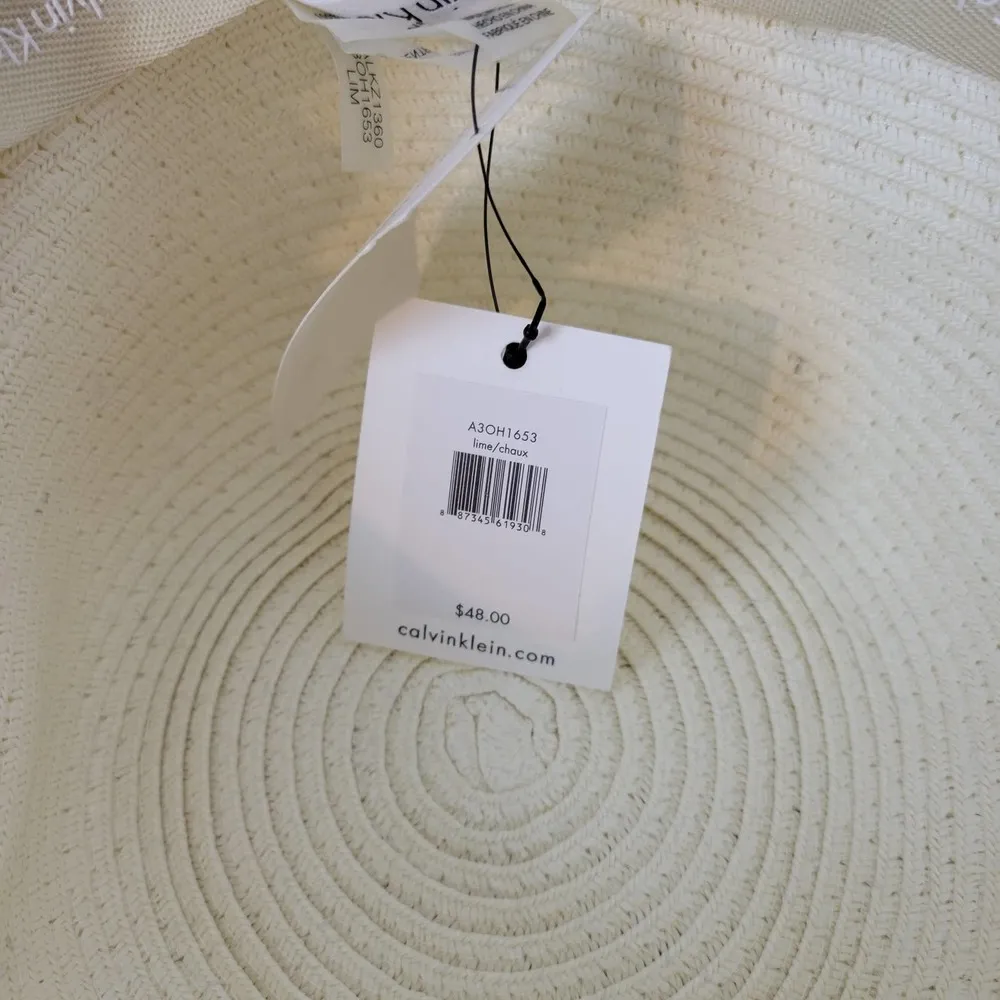 Calvin Klein Womens Straw Hat Large Tan Sun Green Trim & Buckle Panama NWT - Image 54