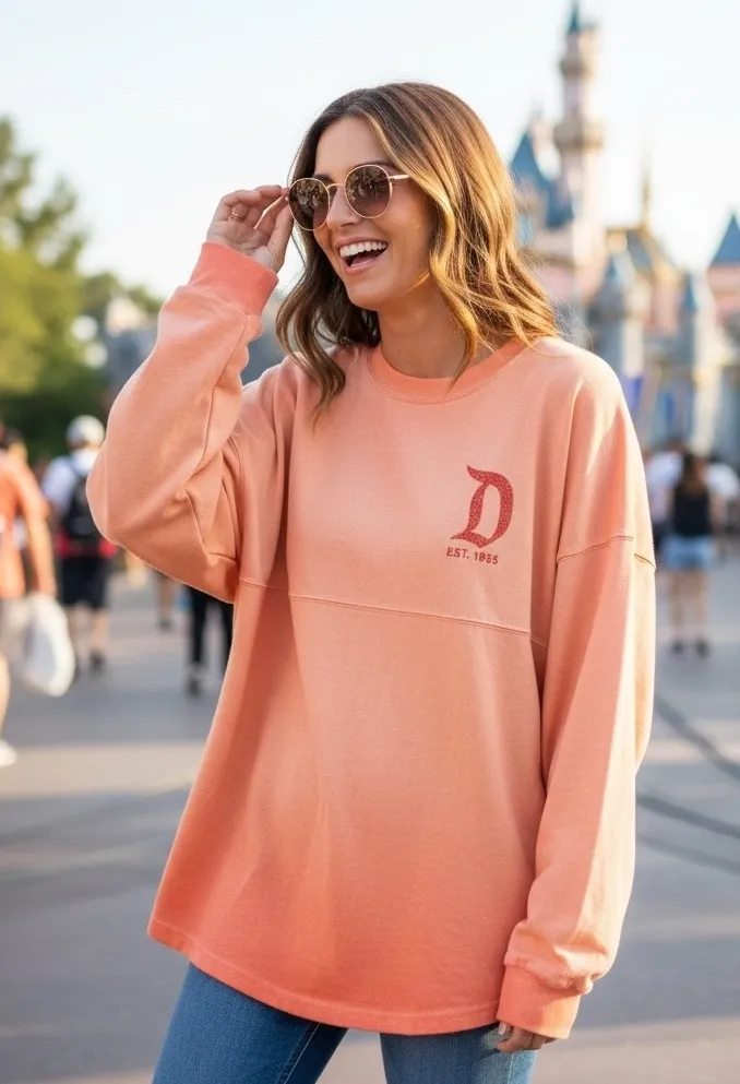 Disney Spirit Jersey Disneyland Resort Orange Ombre Glitter Graphic Sweatshirt S - Image 1