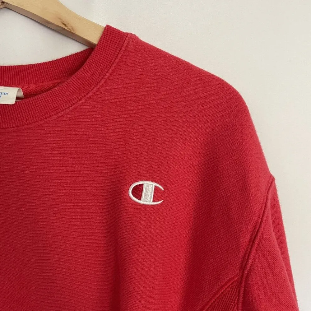 Champion red crewneck sweater women's size XS bright neon color casual top - Image 2