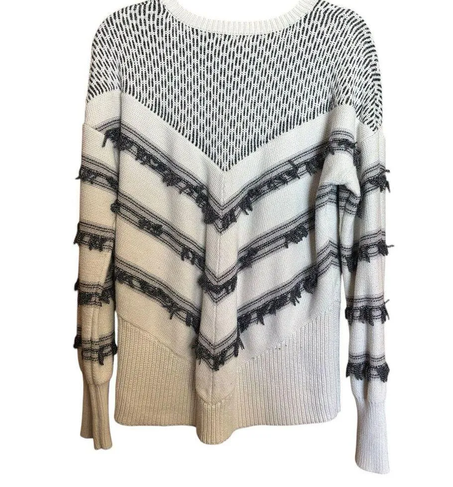 Banana Republic Sweater Womens XL Multicolor Cable Knit Chunky Fringe Pullover - Image 6