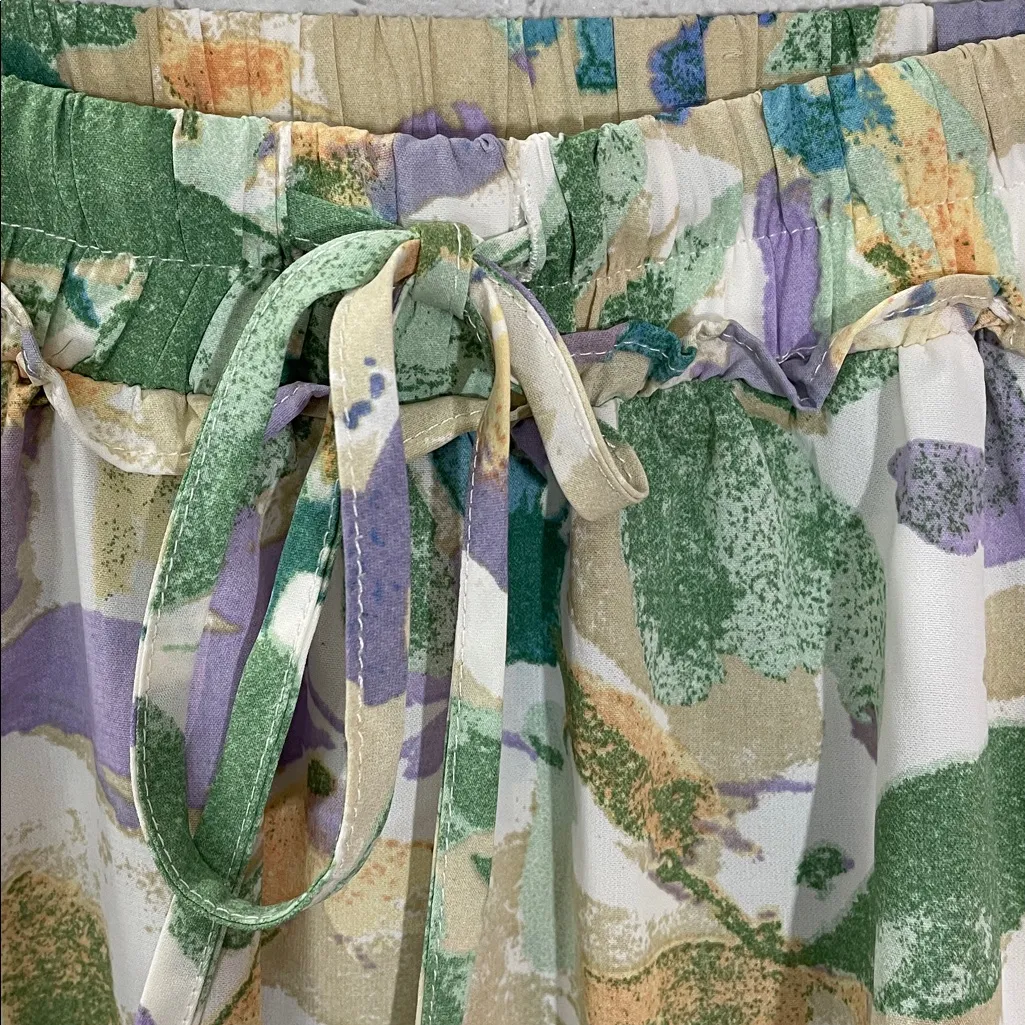 Entro Green and Purple Floral Skater Skort - Image 2