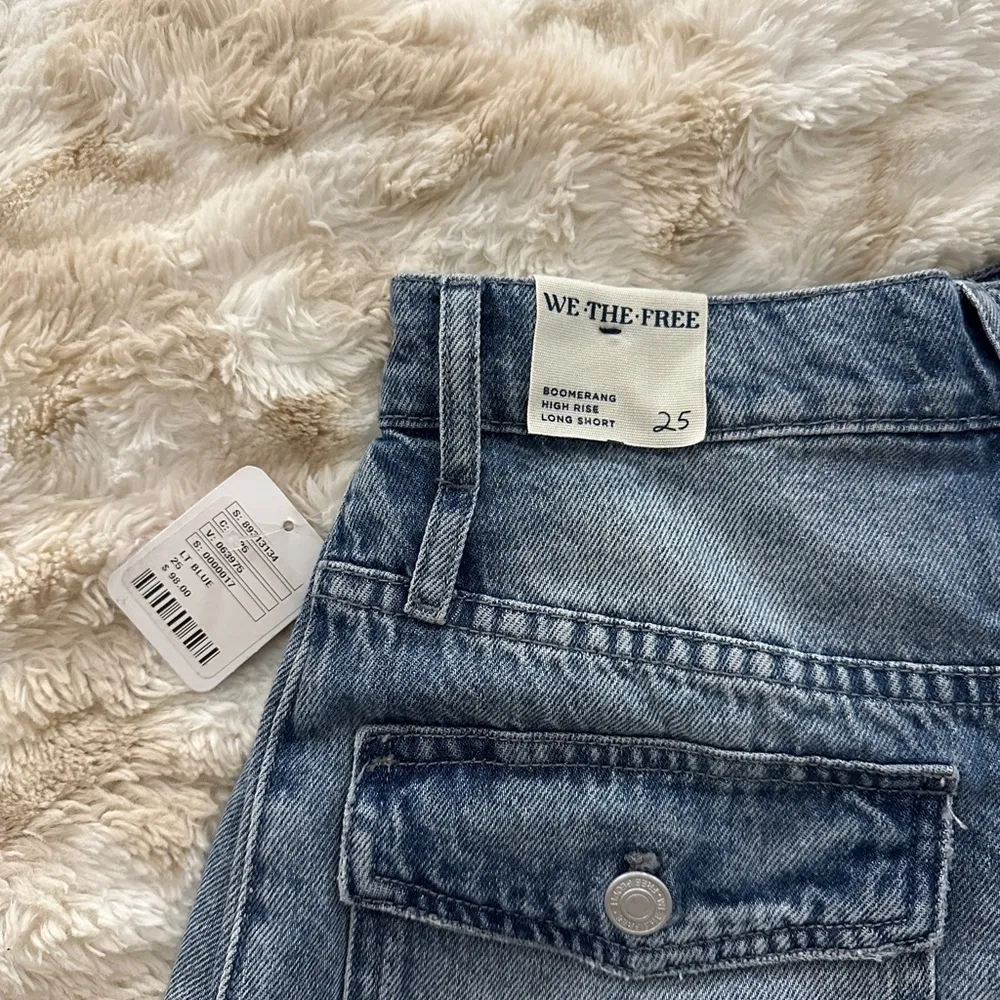 NWT Free People Boomerang Overlap High Waist Denim Cutoff Long Shorts - Image 10