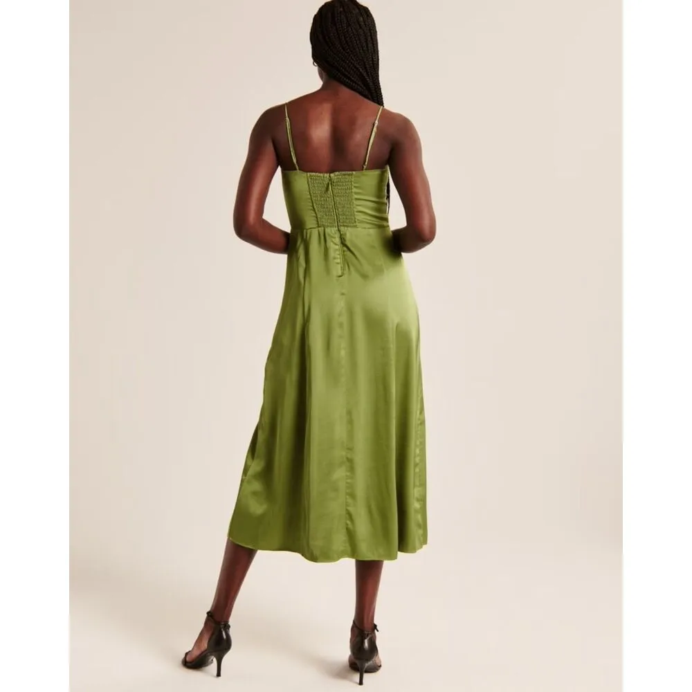 abercrombie green satin dress Abercrombie Satin Green Dress by Abercrombie and Fitch