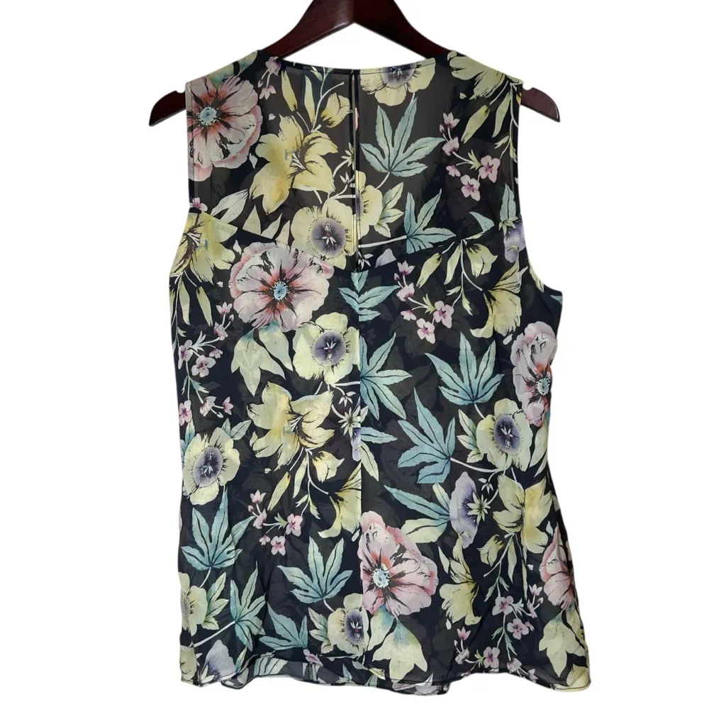 Cabi Osaka Nights Sleeveless Floral Chiffon Top Sz Large Ruffled Tropical #3265 - Image 4