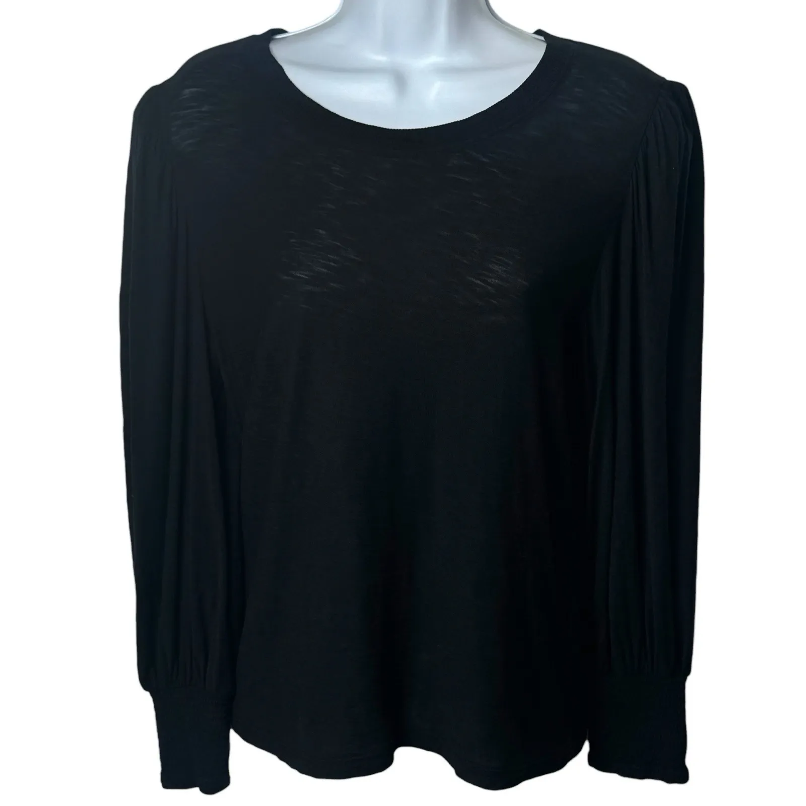 Nation Ltd Loren Smocked Peasant Top in Jet Black Capsule Boho Fairygoth S - Image 3