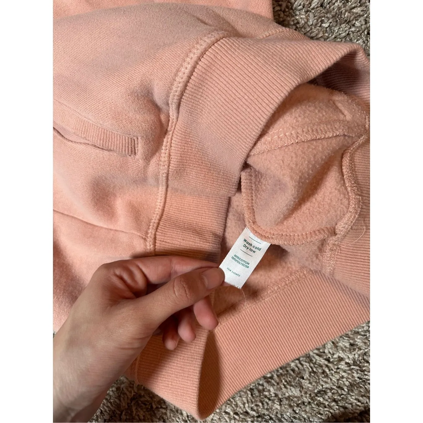Marine Layer Emilie Cowl neck Fleece Hoodie Pullover Sweatshirt Peach Pink XS - Image 6