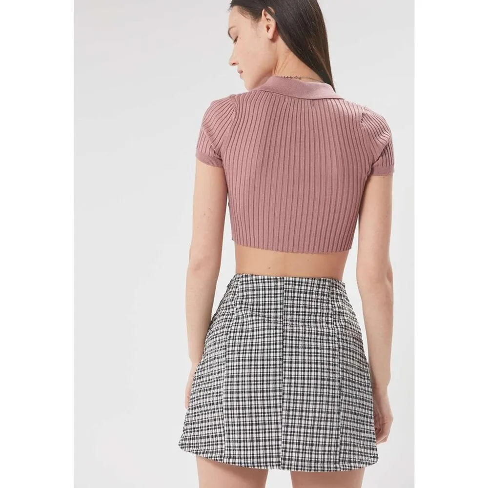 Urban Outfitters  Darren Seersucker Black White Plaid Mini Skirt XS new nwt - Image 3