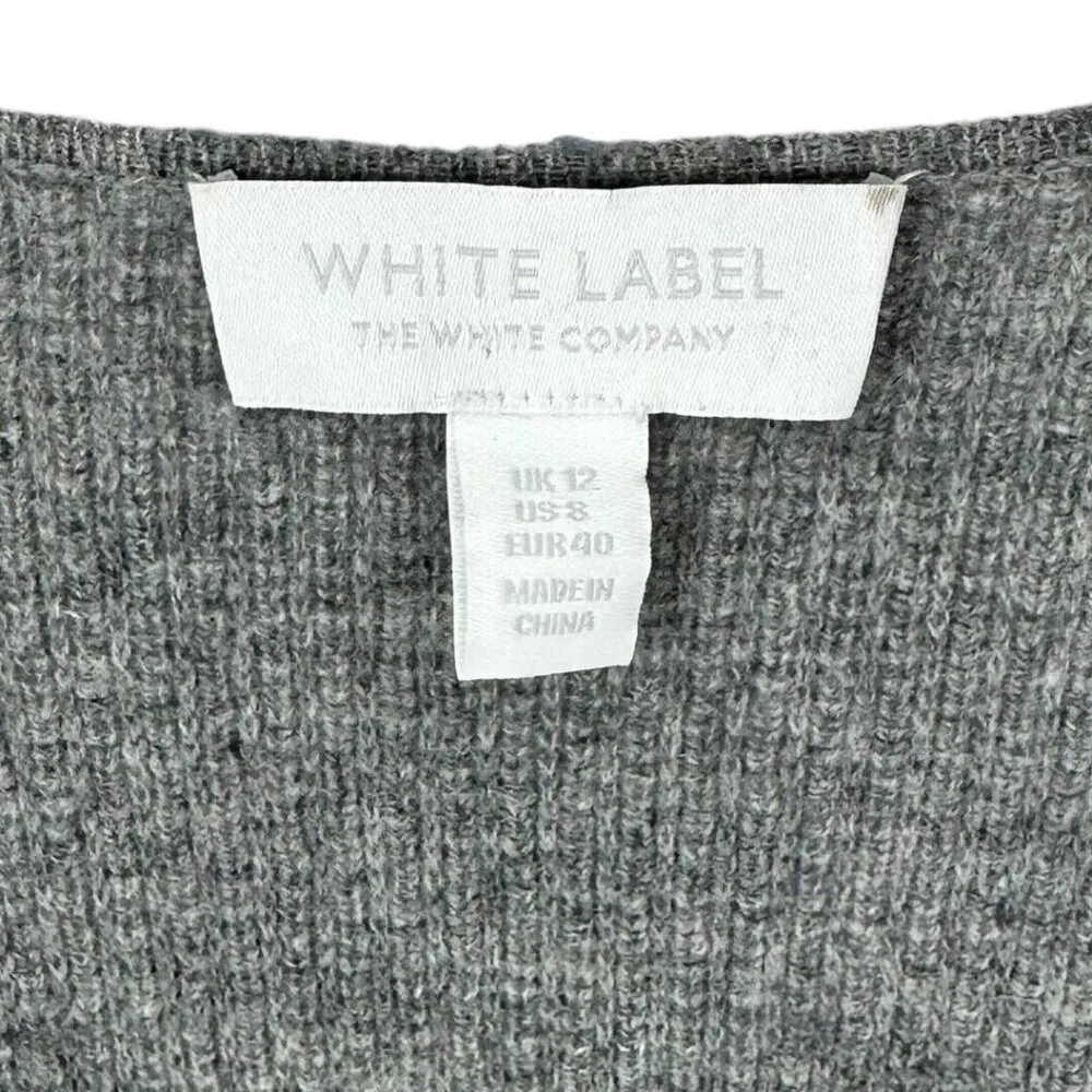 The White Company Ash Gray Merino Wool Long Cardigan Sweater Coat Size 8 - Image 5