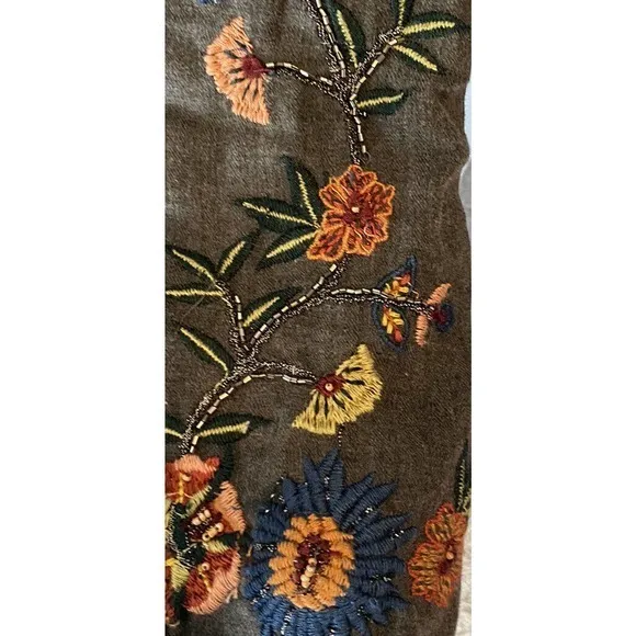 Zara EMBROIDERED DRESS WITH‎ RUFFLES w/ beads-Grey Small - Image 3