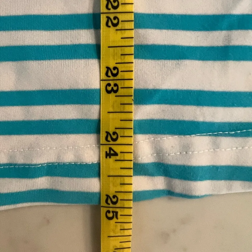 Lululemon Cool Racerback Size 4 Turquoise Stripe White Tank EUC - Image 6