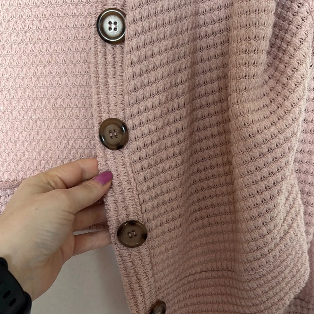 Double Zero Pink Waffle Knit Cardigan - Image 3