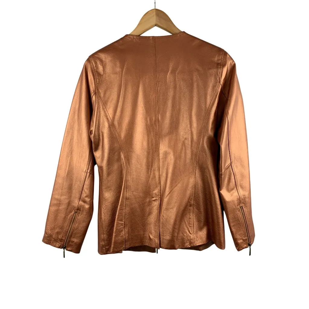 Terry Lewis Womens Genuine Leather Jacket XS Copper - Image 2