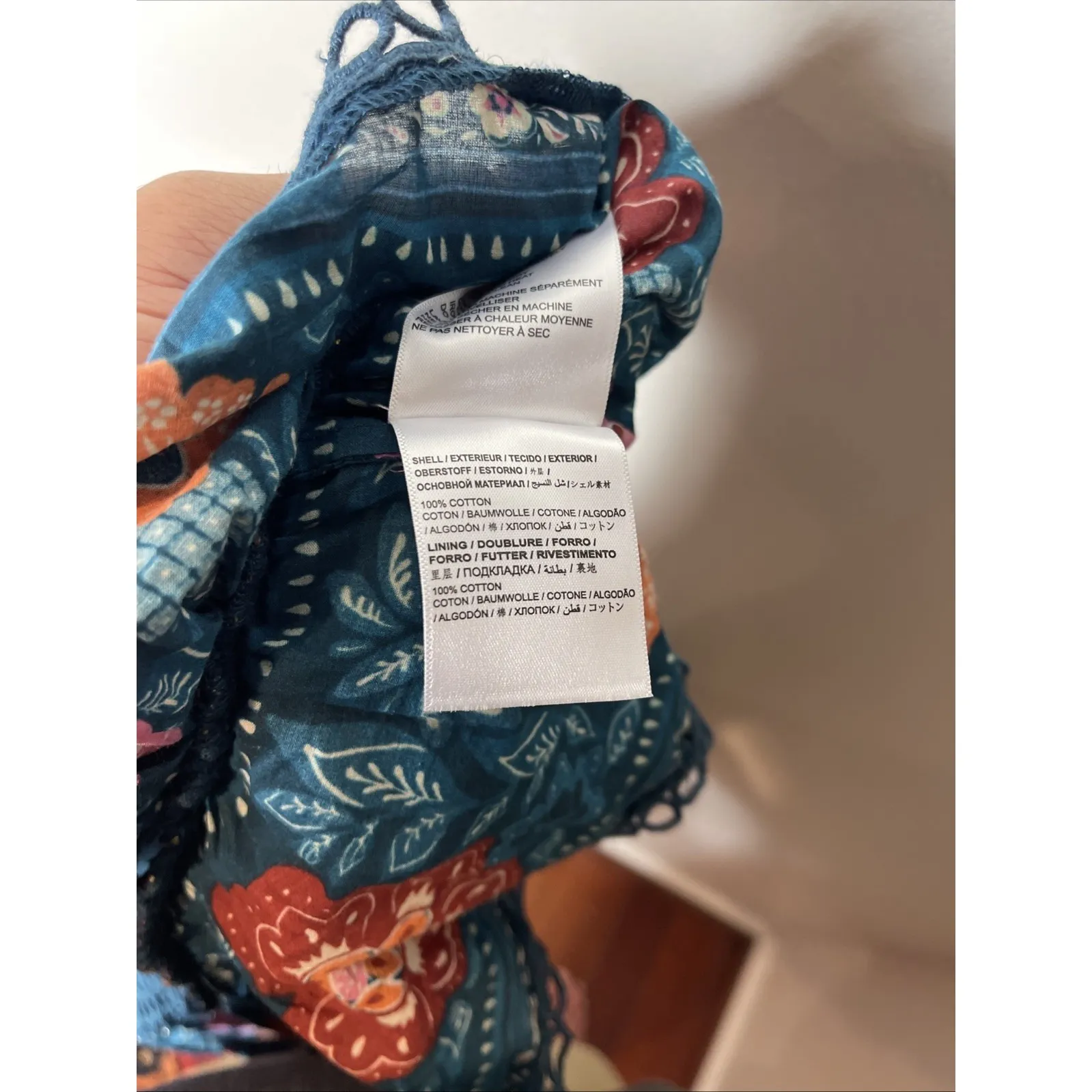 Farm Rio Smocked Flounce Mini Skirt Blue Floral Large L‎ - Image 10